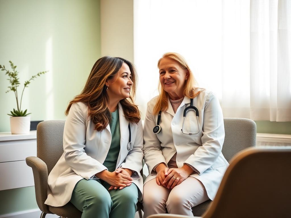 Doctor speaking warmly with a patient