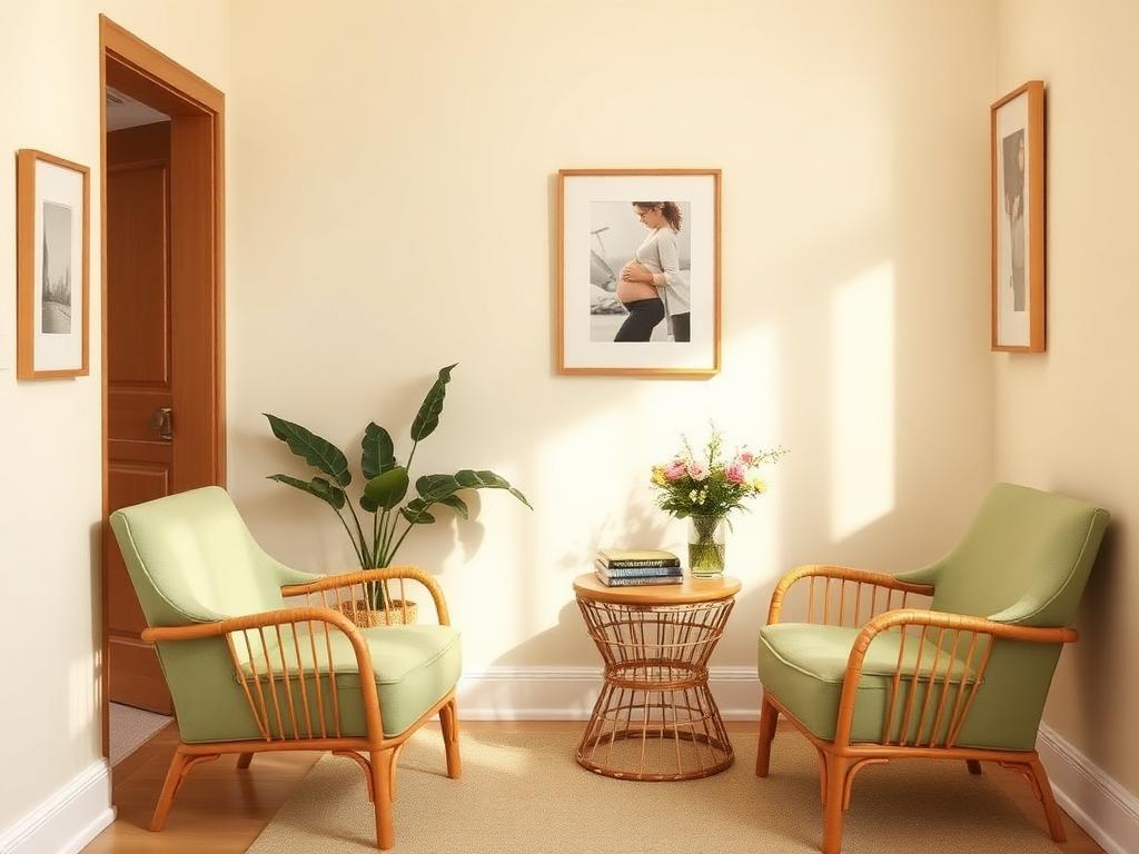 Cosy waiting area with sage chairs